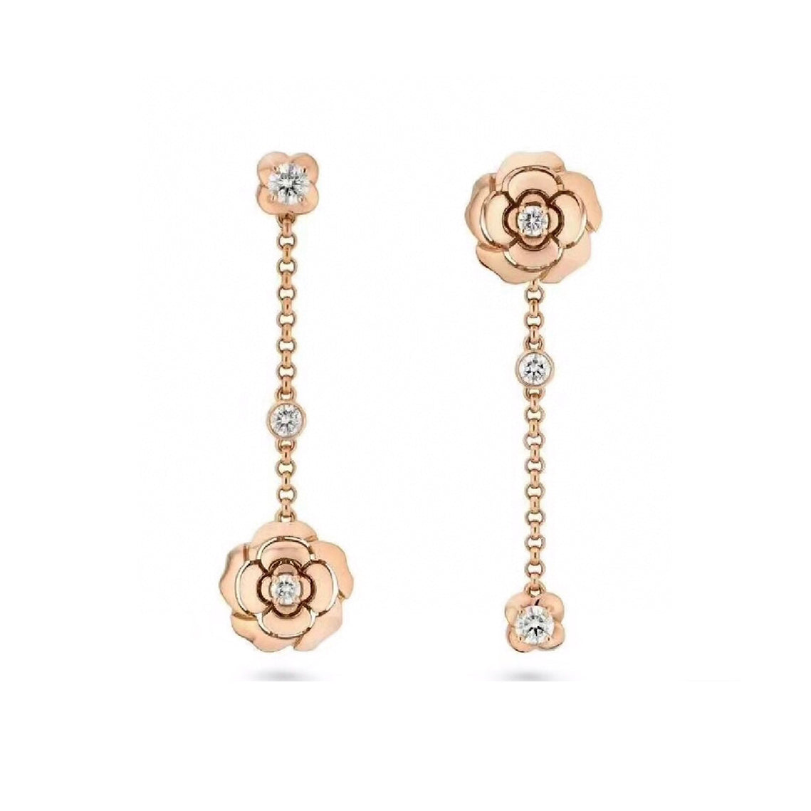 18K  Chanel Camellia Earrings