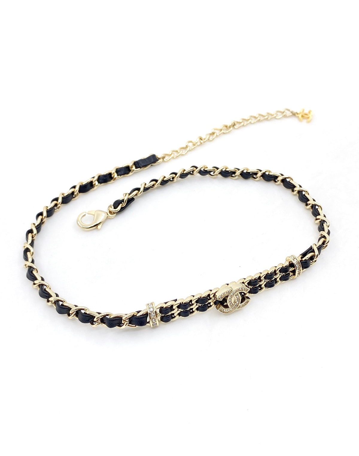 18K  Chanel Leather Choker Necklace