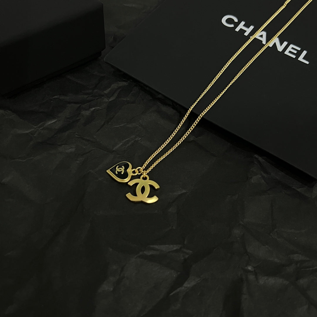 18K  Chanel Black Heart Necklace