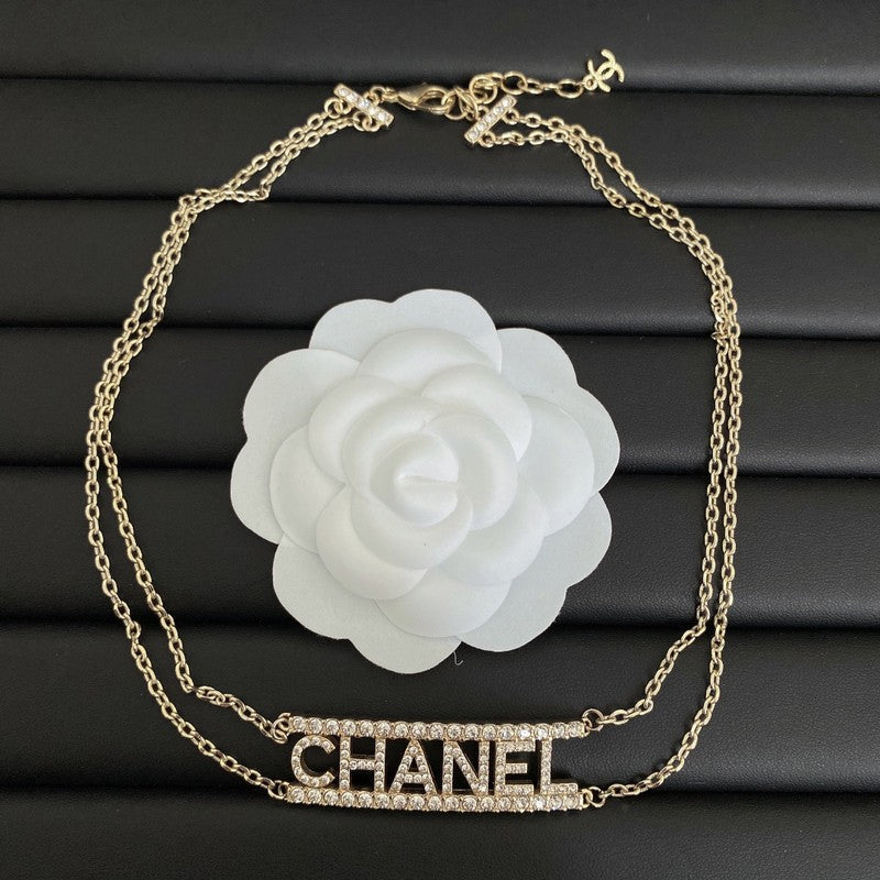 18K  Chanel Letter Diamond Choker Necklace